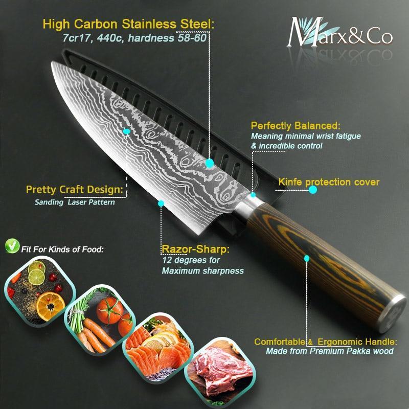 BowLift | Santoku Japanese Professional Chef Knife 8 inch High Carbon Stainless Steel