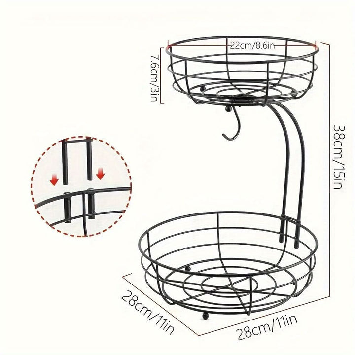 BowLift | 2-Tier Fruit Stand with Banana Holder in Scandinavian Design