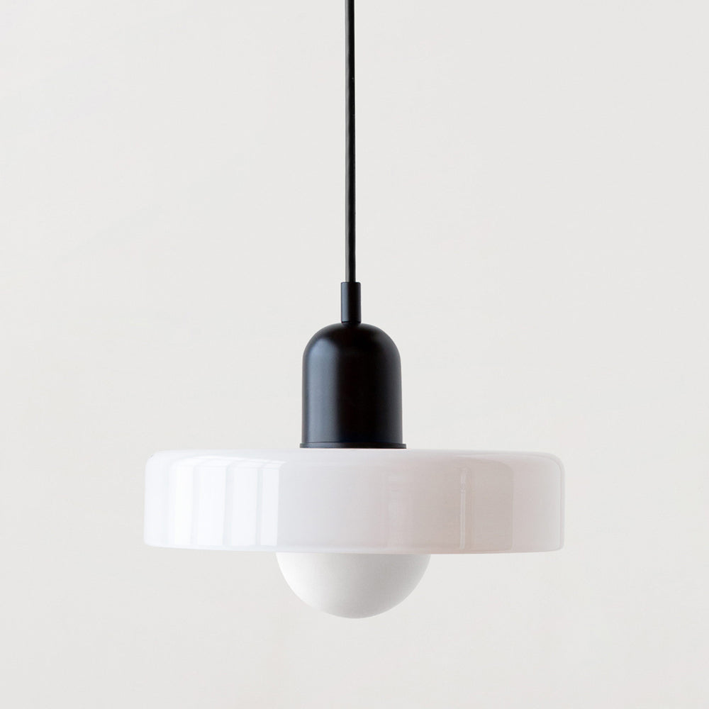 BowLift | Colorful Bauhaus Pendant Lamp with Adjustable Cable – Lamp for Living Room and Over Table, Modern Design, Glass and Metal