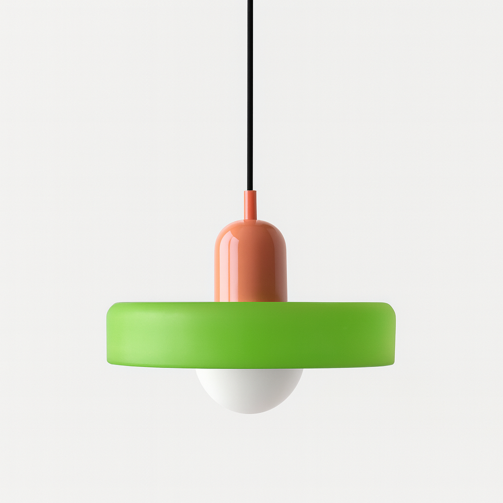 BowLift | Colorful Bauhaus Pendant Lamp with Adjustable Cable – Lamp for Living Room and Over Table, Modern Design, Glass and Metal