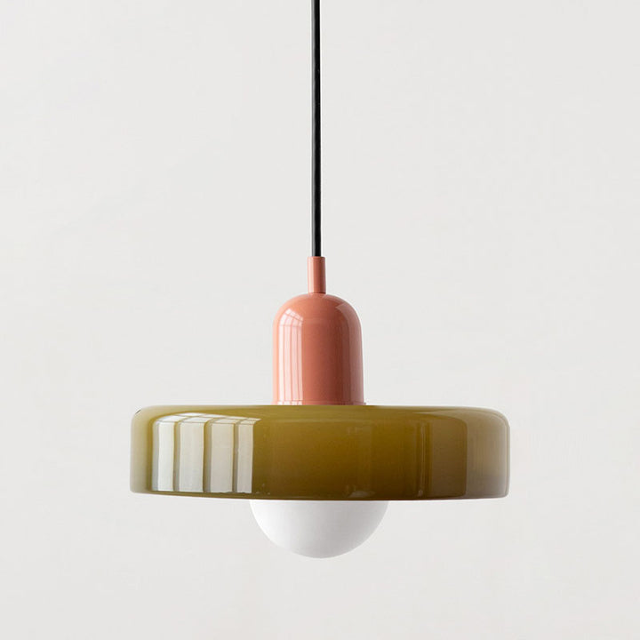 BowLift | Colorful Bauhaus Pendant Lamp with Adjustable Cable – Lamp for Living Room and Over Table, Modern Design, Glass and Metal