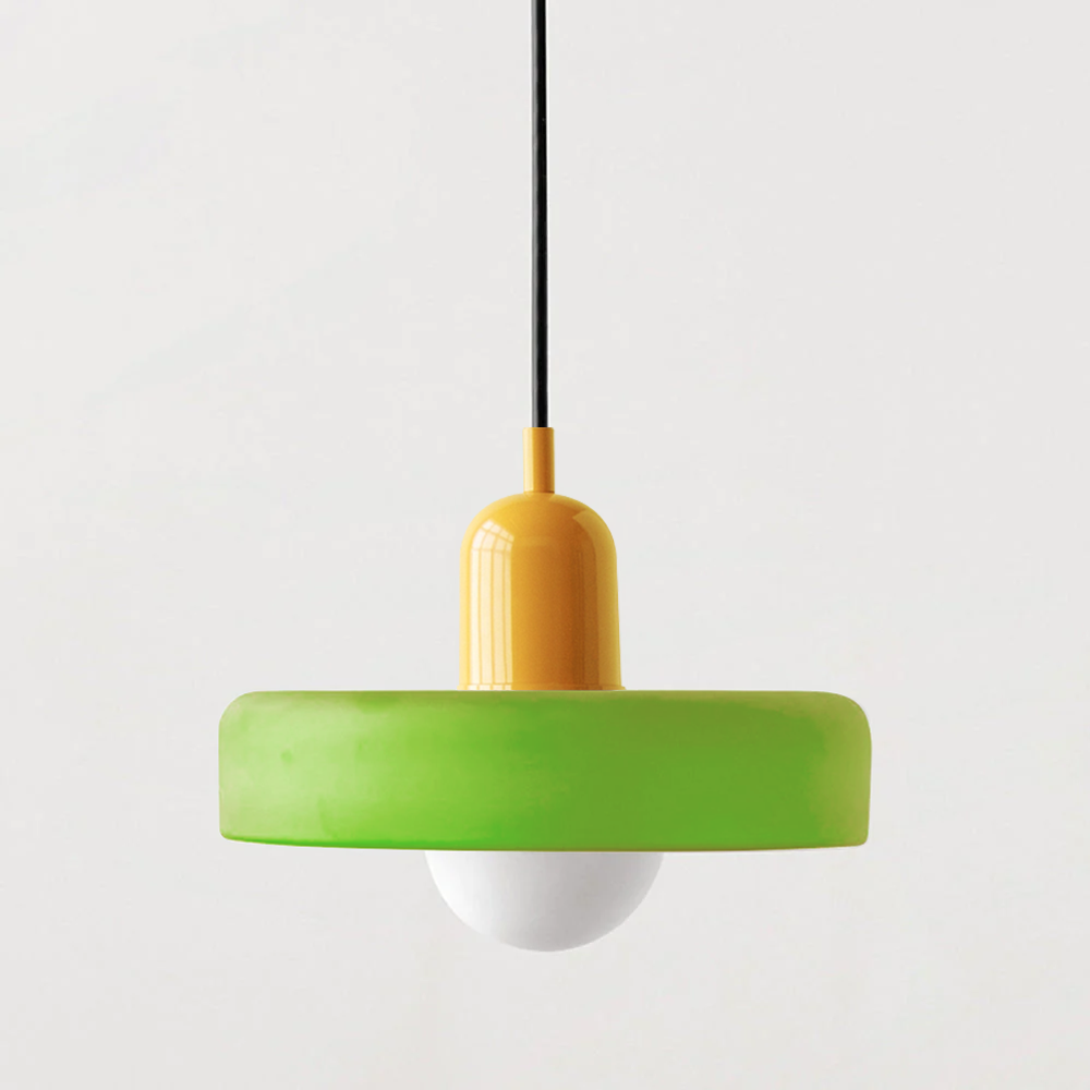 BowLift | Colorful Bauhaus Pendant Lamp with Adjustable Cable – Lamp for Living Room and Over Table, Modern Design, Glass and Metal