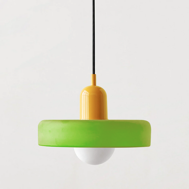 BowLift | Colorful Bauhaus Pendant Lamp with Adjustable Cable – Lamp for Living Room and Over Table, Modern Design, Glass and Metal