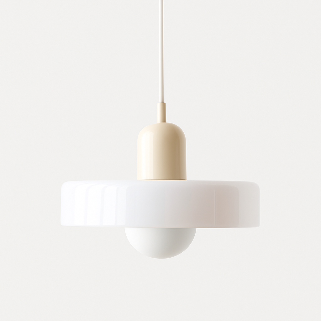 BowLift | Colorful Bauhaus Pendant Lamp with Adjustable Cable – Lamp for Living Room and Over Table, Modern Design, Glass and Metal