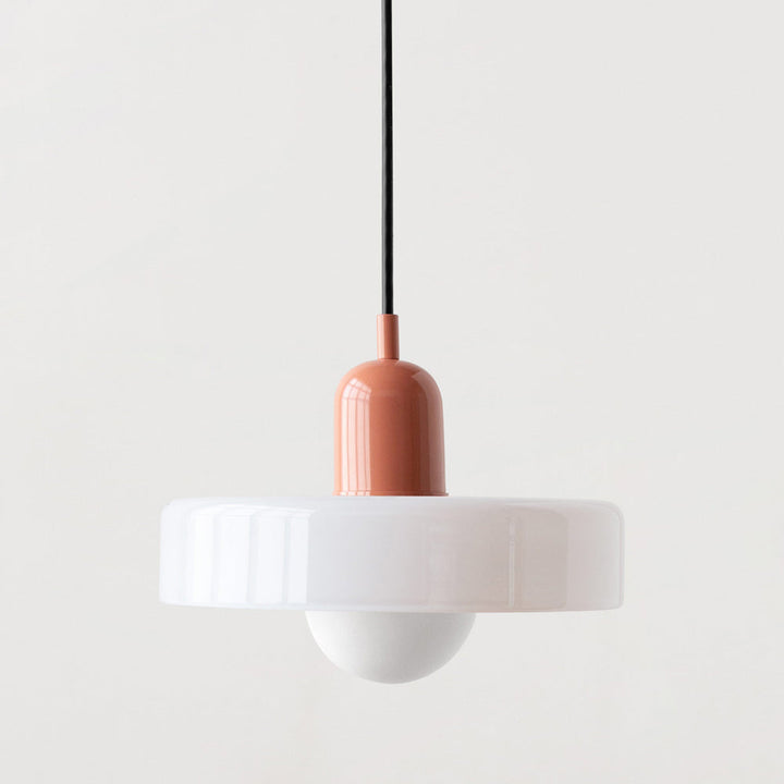 BowLift | Colorful Bauhaus Pendant Lamp with Adjustable Cable – Lamp for Living Room and Over Table, Modern Design, Glass and Metal