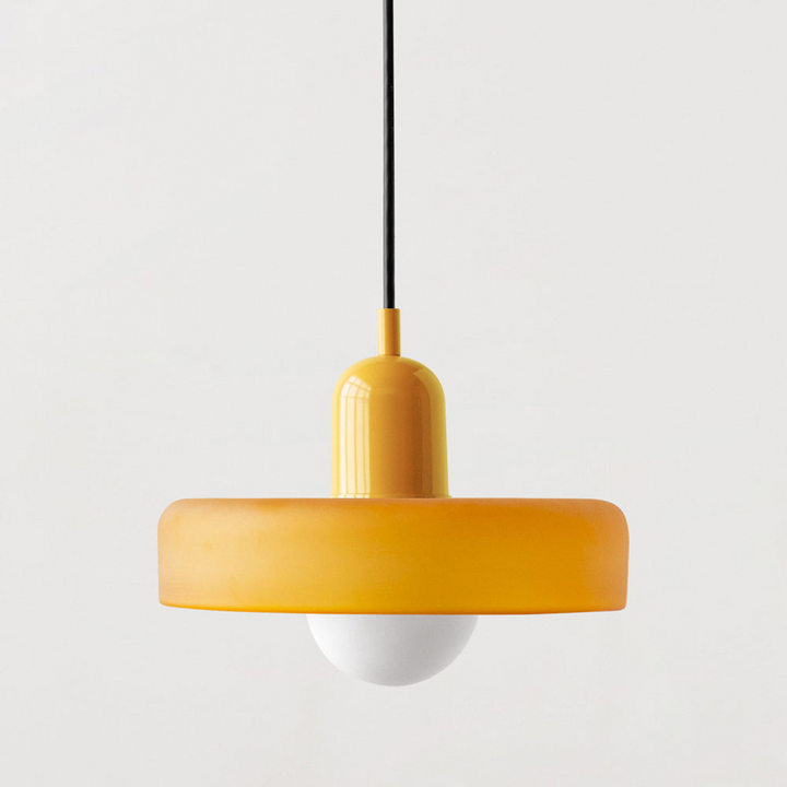 BowLift | Colorful Bauhaus Pendant Lamp with Adjustable Cable – Lamp for Living Room and Over Table, Modern Design, Glass and Metal