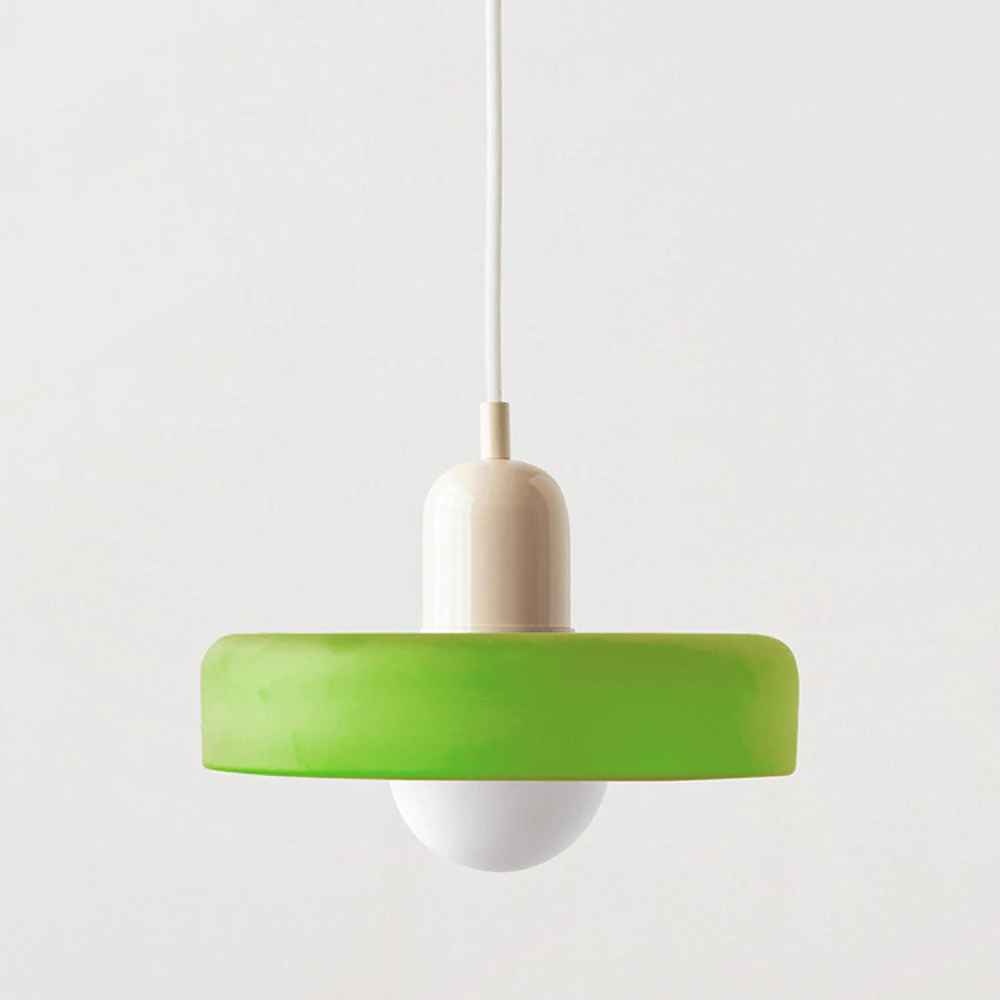 BowLift | Colorful Bauhaus Pendant Lamp with Adjustable Cable – Lamp for Living Room and Over Table, Modern Design, Glass and Metal