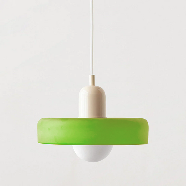 BowLift | Colorful Bauhaus Pendant Lamp with Adjustable Cable – Lamp for Living Room and Over Table, Modern Design, Glass and Metal