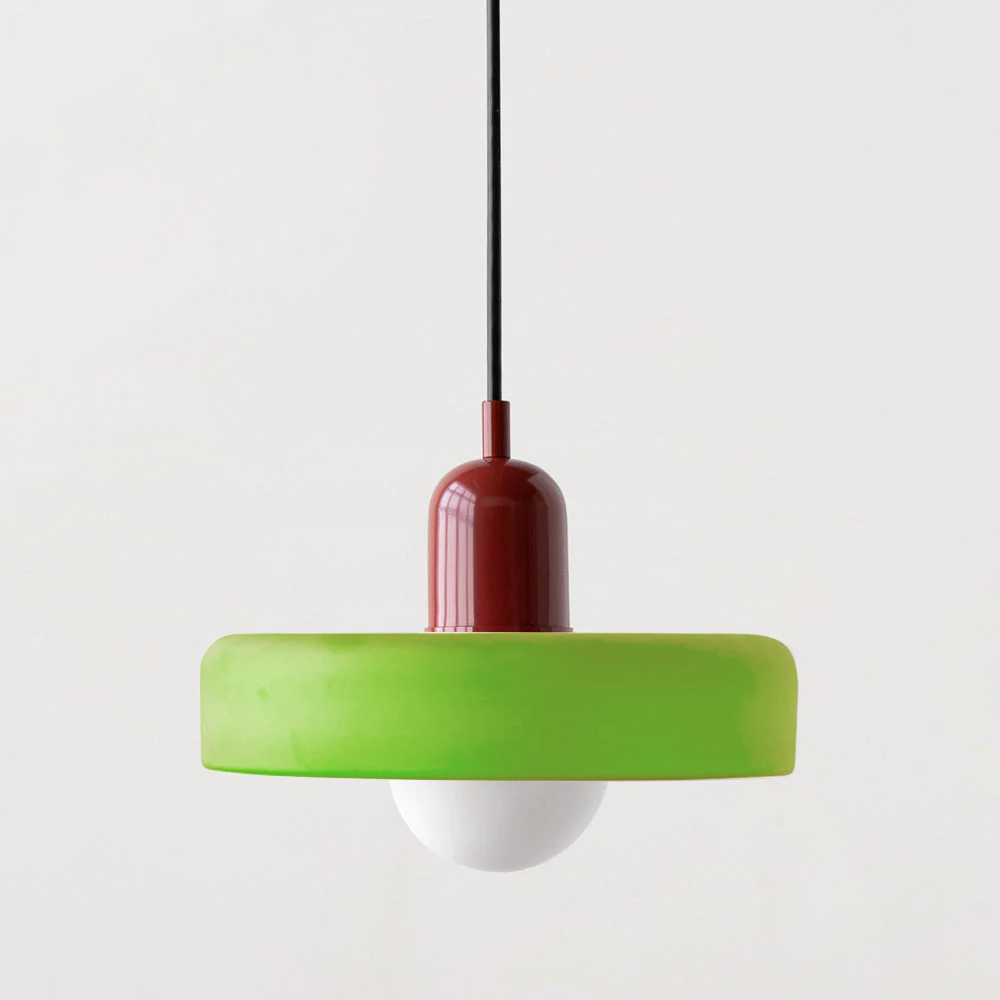 BowLift | Colorful Bauhaus Pendant Lamp with Adjustable Cable – Lamp for Living Room and Over Table, Modern Design, Glass and Metal