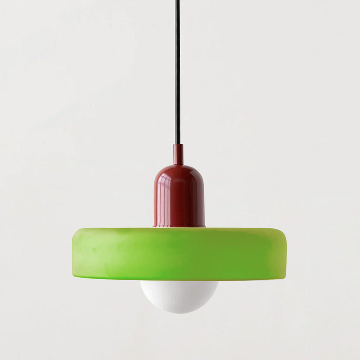 BowLift | Colorful Bauhaus Pendant Lamp with Adjustable Cable – Lamp for Living Room and Over Table, Modern Design, Glass and Metal