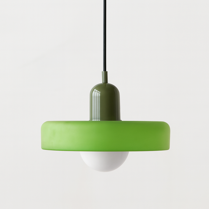 BowLift | Colorful Bauhaus Pendant Lamp with Adjustable Cable – Lamp for Living Room and Over Table, Modern Design, Glass and Metal