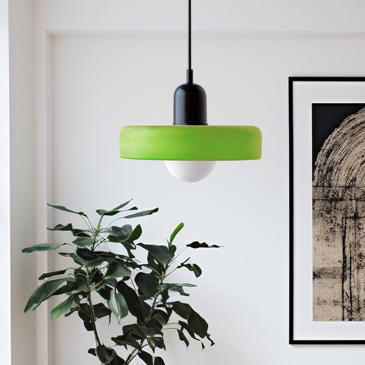 BowLift | Colorful Bauhaus Pendant Lamp with Adjustable Cable – Lamp for Living Room and Over Table, Modern Design, Glass and Metal