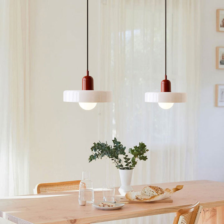 BowLift | Colorful Bauhaus Pendant Lamp with Adjustable Cable – Lamp for Living Room and Over Table, Modern Design, Glass and Metal