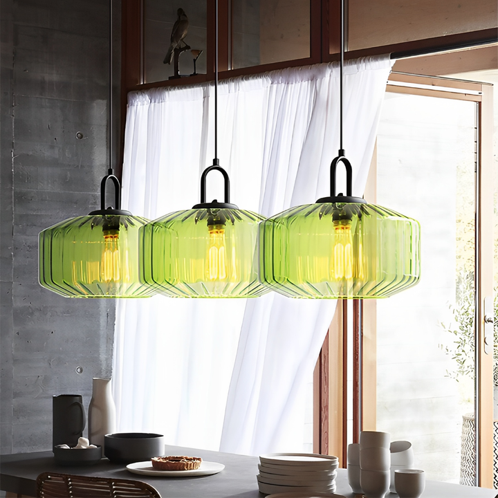 BowLift | Colorful Hanging Glass Lamp with Adjustable Height – Ideal for Dining Room and Kitchen