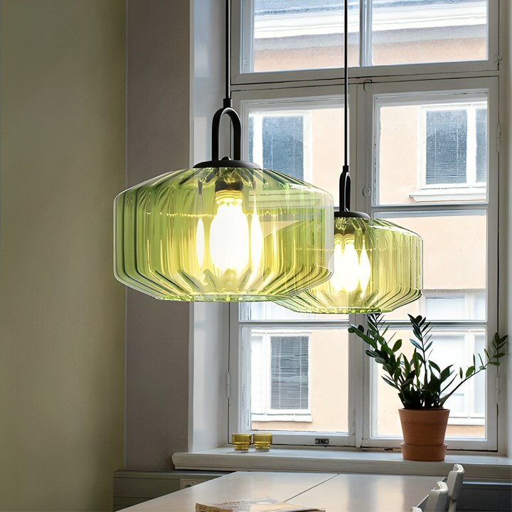 BowLift | Colorful Hanging Glass Lamp with Adjustable Height – Ideal for Dining Room and Kitchen