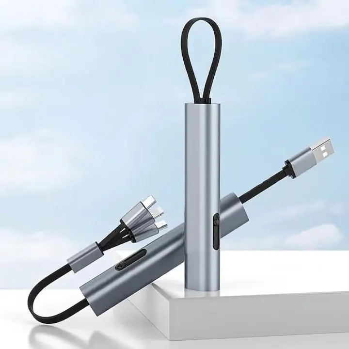 BowLift | Compact 3-in-1 Fast Charging Cable with Lightning, Micro, and Type-C Connector