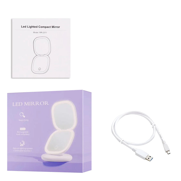 BowLift | Compact LED Makeup Mirror with Double Magnification 1X and 10X