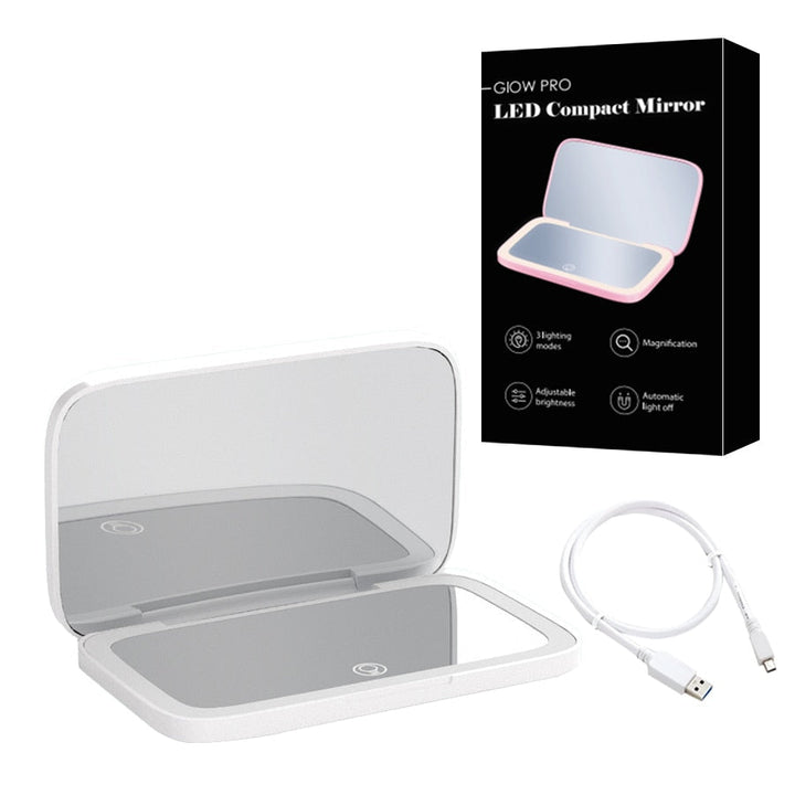 BowLift | Compact LED Makeup Mirror with Double Magnification 1X and 10X