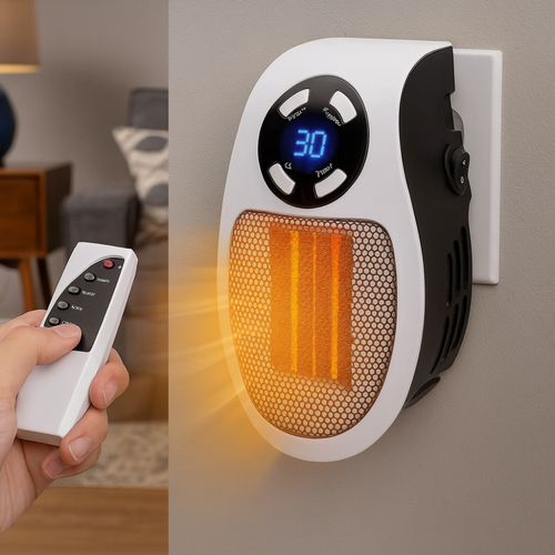 BowLift | Compact Electric Heater Energy-Efficient with Remote Control, Adjustable, 500W, Up to 20m², Wall Heating