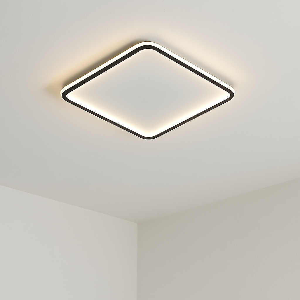 BowLift | Square LED Ceiling Lamp in Scandinavian Style – Elegant for Living Room and Bedroom, Warm Light 3000K, Dimensions 40x40 cm