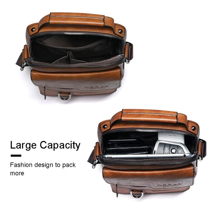 BowLift | Men's Genuine Leather Shoulder Bag | Durable, Adjustable Strap & Ideal for Work or Leisure