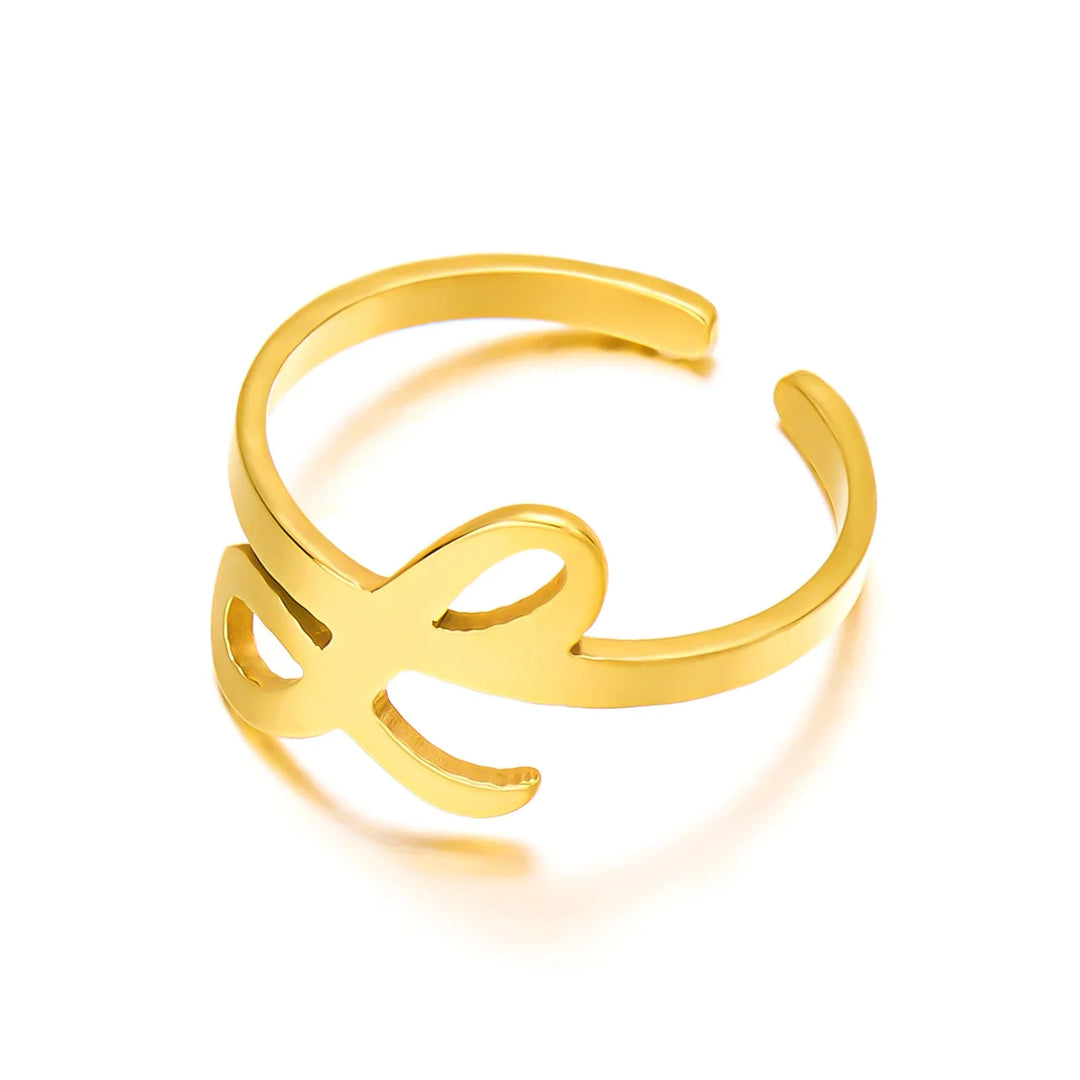 BowLift | Adjustable Italic Cursive Letter Initial Ring