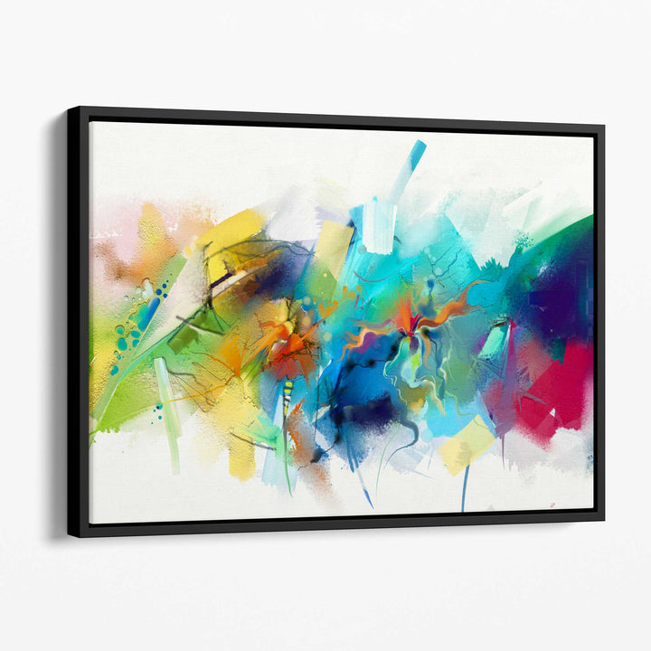 Abstract Colorful Pink Blue Yellow Wall Art Canvas Print | Bowlift