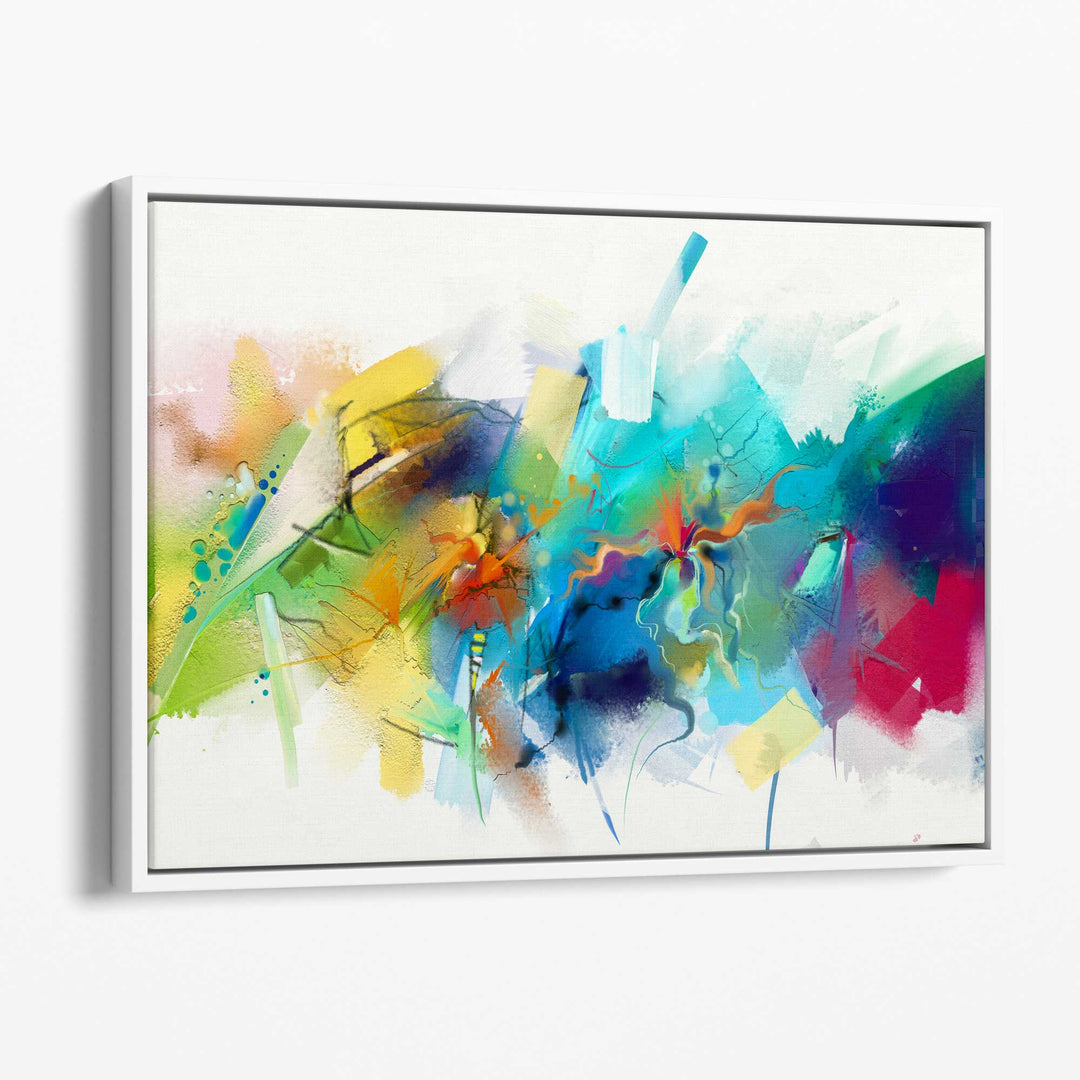 Abstract Colorful Pink Blue Yellow Wall Art Canvas Print | Bowlift