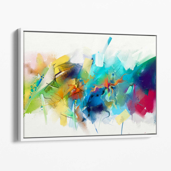 Abstract Colorful Pink Blue Yellow Wall Art Canvas Print | Bowlift