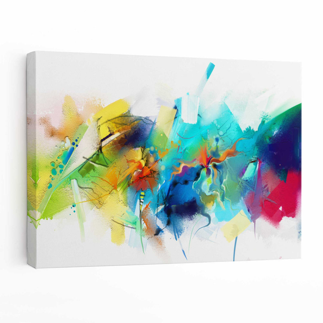 Abstract Colorful Pink Blue Yellow Wall Art Canvas Print | Bowlift