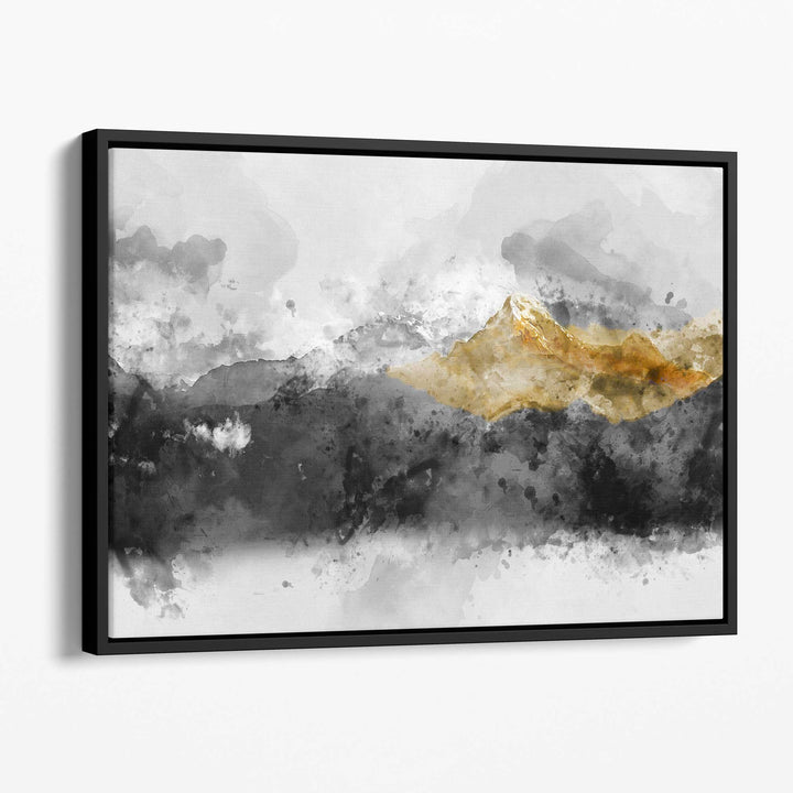 Abstract Gray and Yellow Mountains Wall Art Canvas Print | Bowlift
