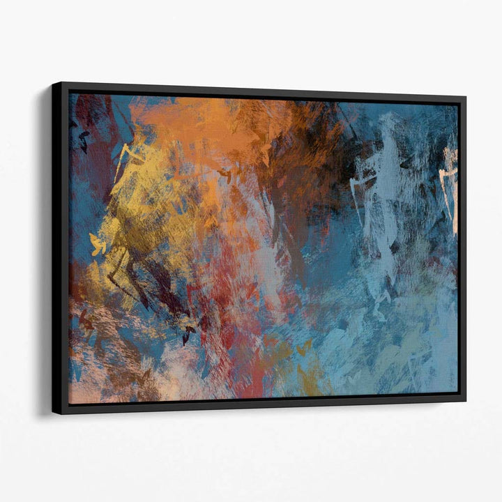 Abstract blue and orange canvas wall art print | Bowlift