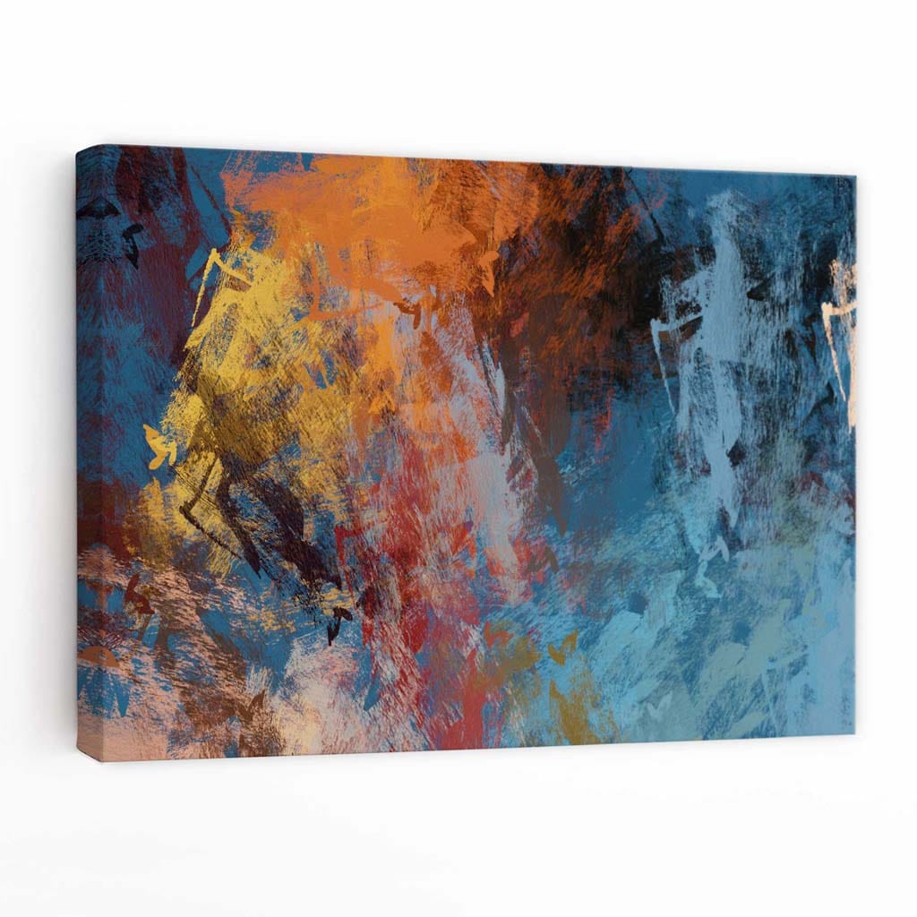 Abstract blue and orange canvas wall art print | Bowlift