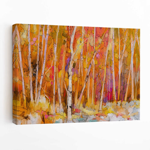 Abstract Orange Forest Wall Art Canvas Print | Bowlift