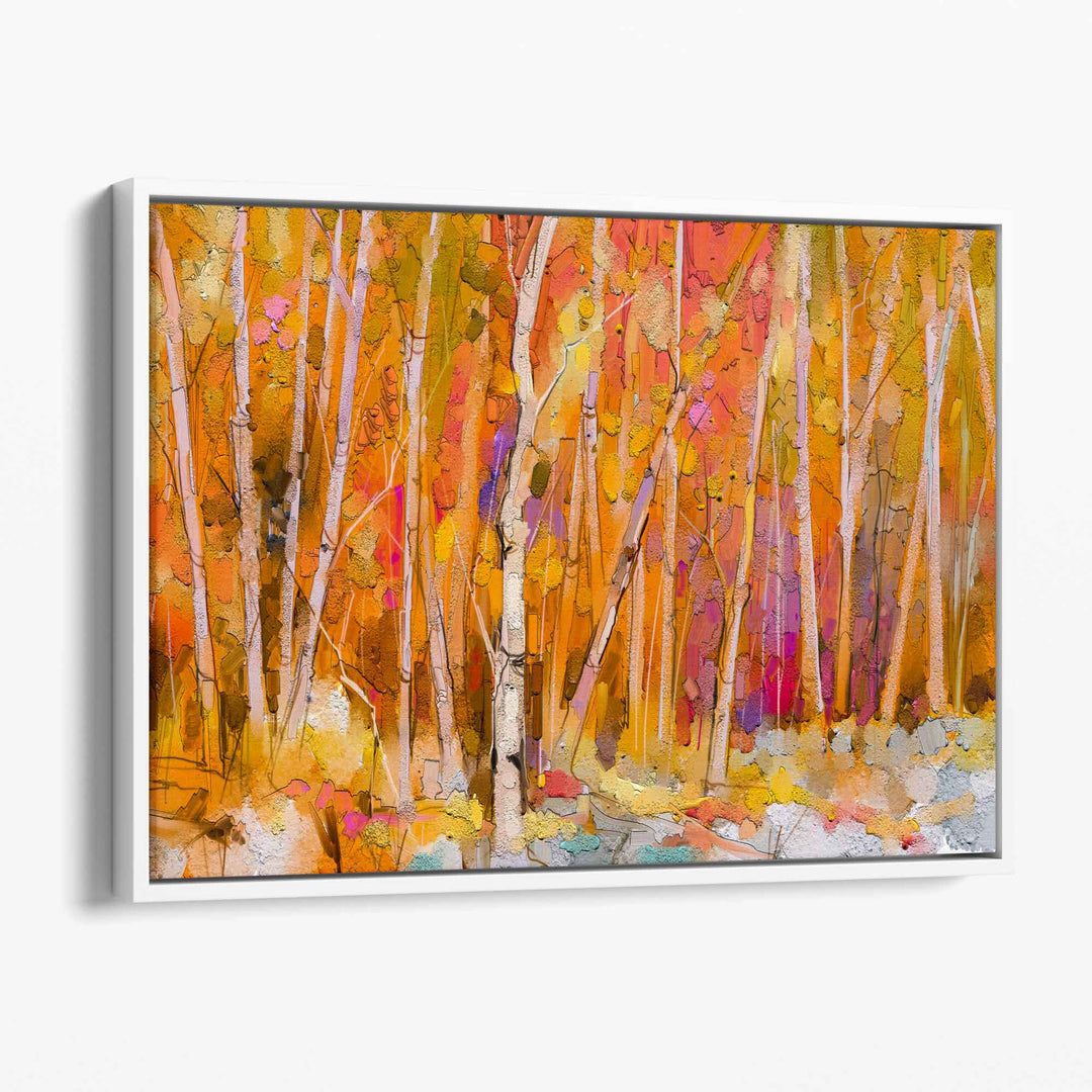 Abstract Orange Forest Wall Art Canvas Print | Bowlift