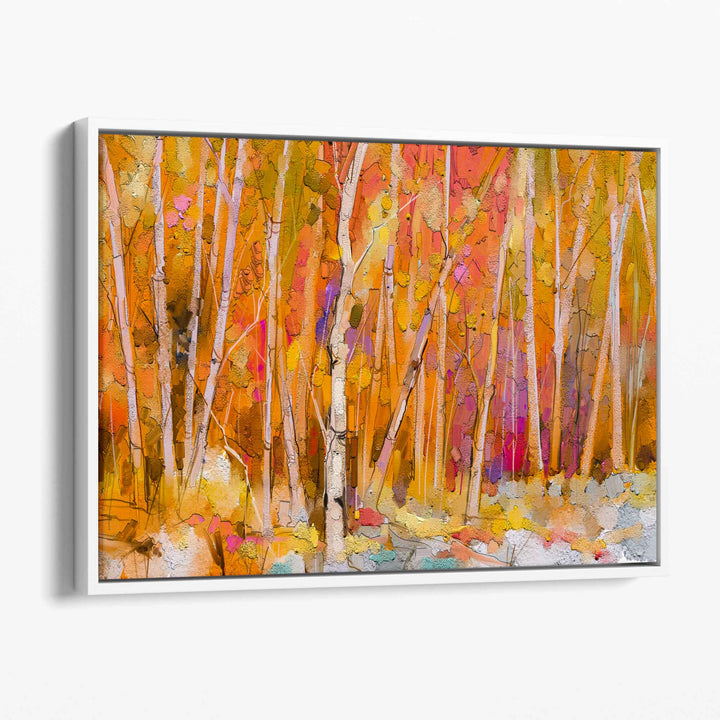 Abstract Orange Forest Wall Art Canvas Print | Bowlift