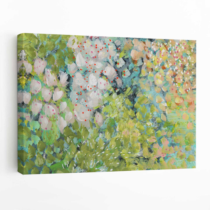 Abstract Green Floral Art Canvas Print | Bowlift