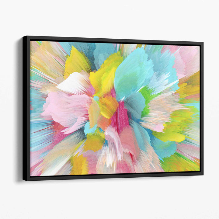 Abstract blue pink floral wall art canvas print | Bowlift