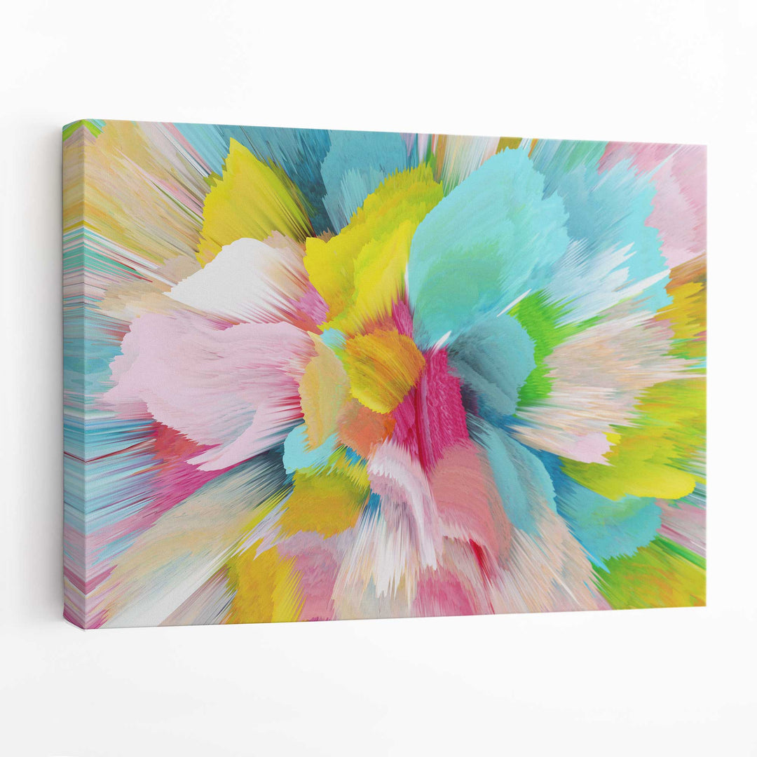 Abstract blue pink floral wall art canvas print | Bowlift
