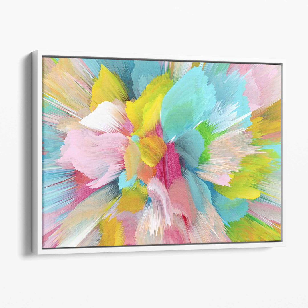 Abstract blue pink floral wall art canvas print | Bowlift