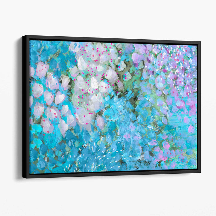 Abstract Floral Canvas Wall Art Prints in Blue | Bowlift