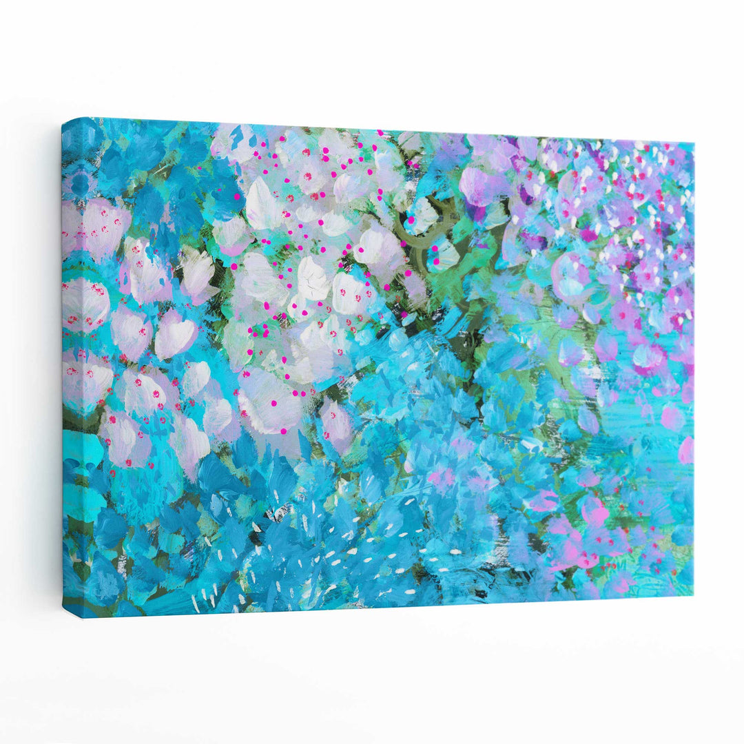 Abstract Floral Canvas Wall Art Prints in Blue | Bowlift