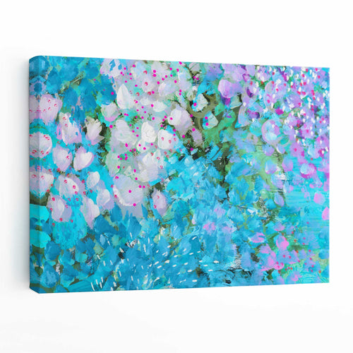 Abstract Floral Canvas Wall Art Prints in Blue | Bowlift