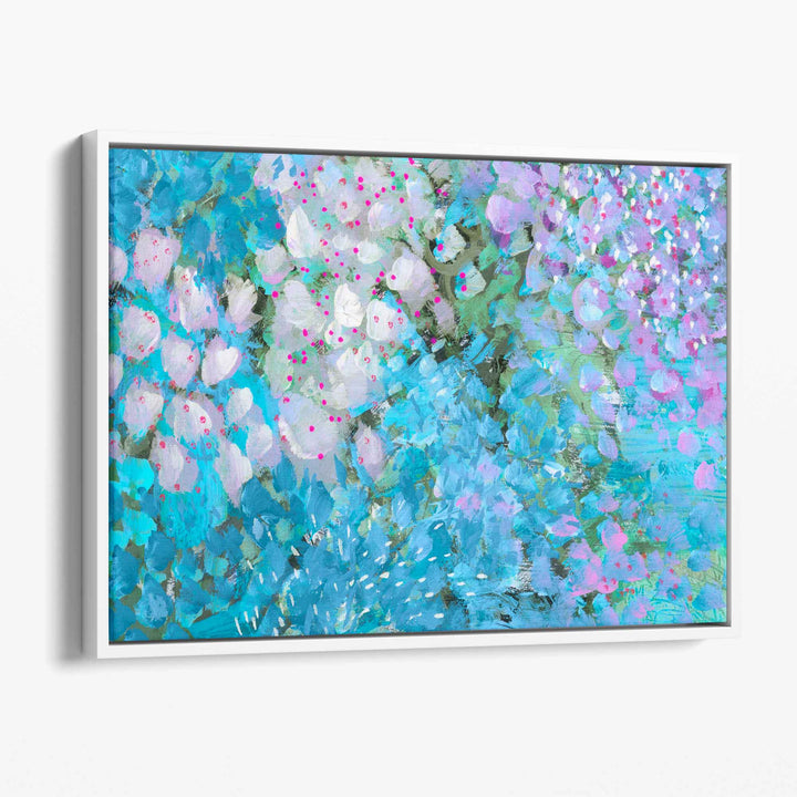 Abstract Floral Canvas Wall Art Prints in Blue | Bowlift