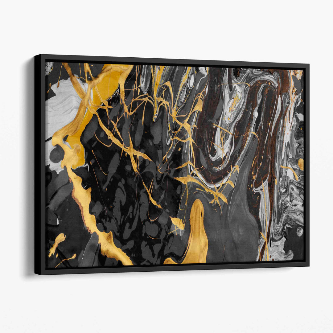 Abstract Black and Yellow Art Set of 3 Canvases | Bowlift