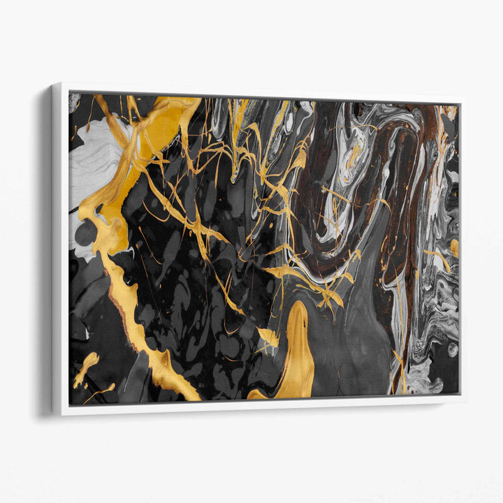 Abstract black and yellow canvas wall art | Bowlift