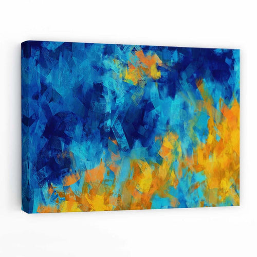 Cerulean Shore In Blue and Yellow Canvas Wall Art Print | Bowlift