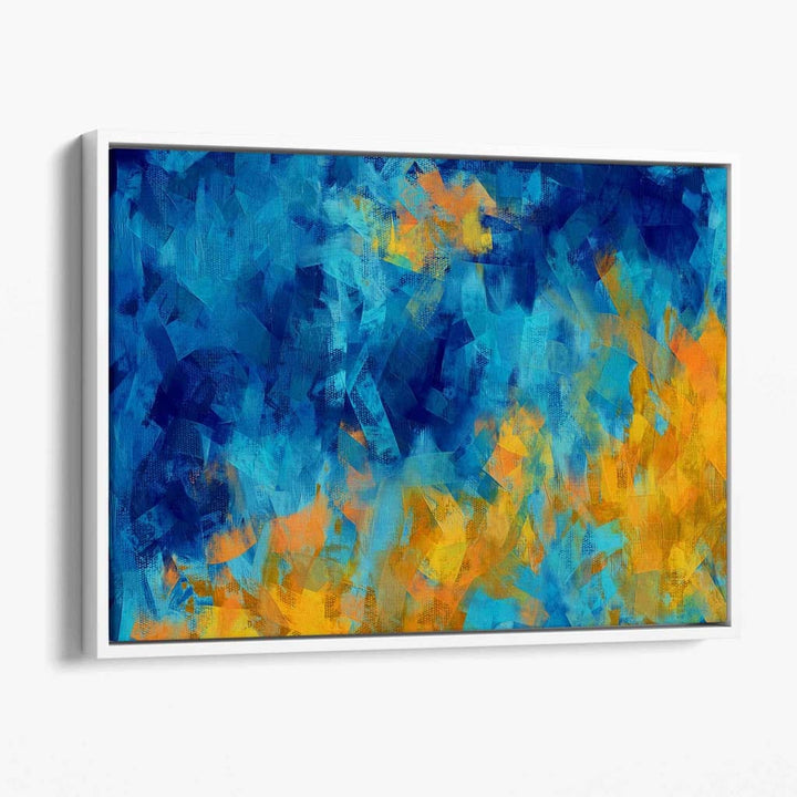 Cerulean Shore In Blue and Yellow Canvas Wall Art Print | Bowlift