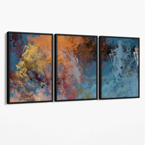 Abstract blue and orange canvas wall art | Bowlift