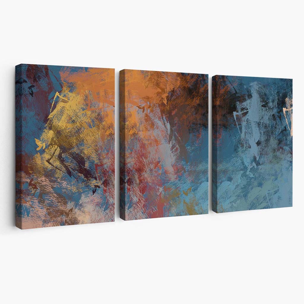 Abstract blue and orange canvas wall art | Bowlift